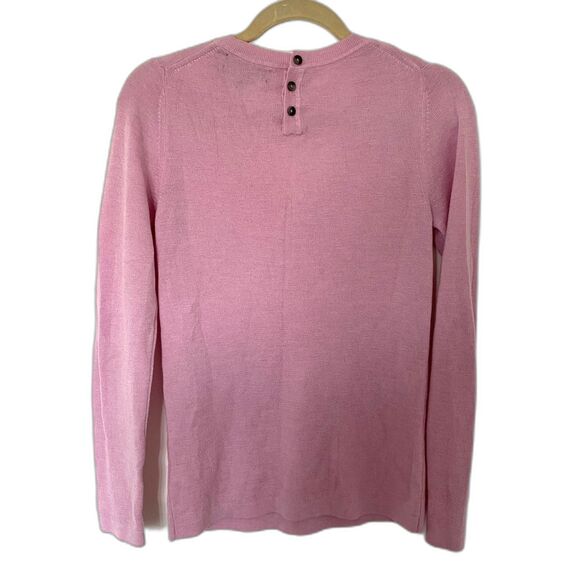 Banana Republic Lavender Merino Wool Blend V-Neck Sweater Lightweight Buttons L - Picture 2 of 10